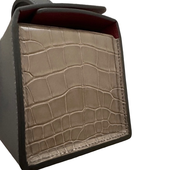 RARE Hermes Petite H Crocodile Minaudiere Box Bag Black Grey Exotic - Picture 13 of 16